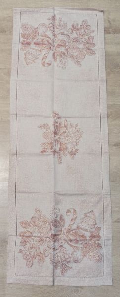 Runner Natalizio 48x140 - Misto Lino - 69894 Pungitopo - Tomato3767 lurex - MTP