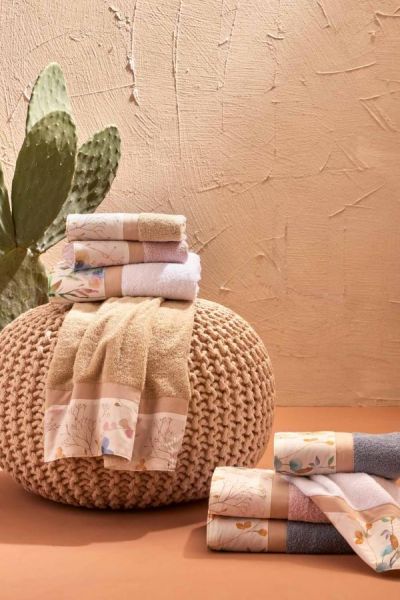 Set Asciugamani 4 pezzi  Set 2+2 viso ed ospite - Flores - Biancoperla - assortimento colori