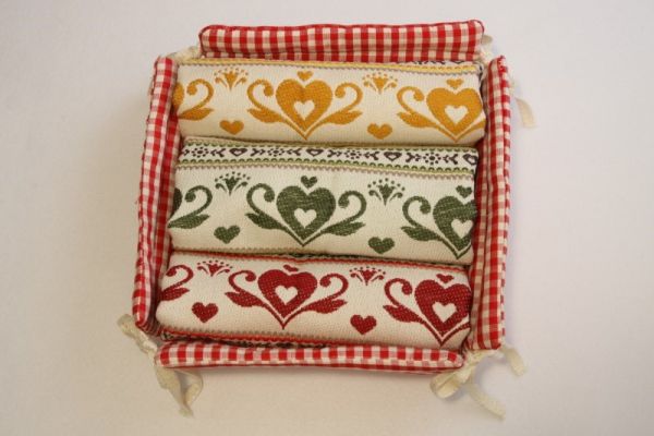 Set cestino pane + 3 asciugapiatti misto lino jaquard 