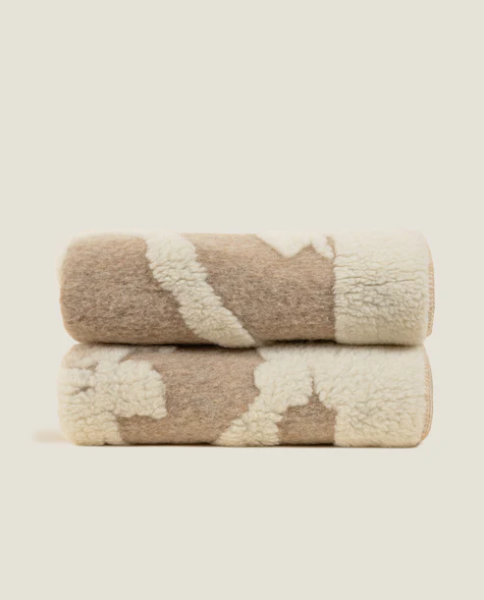 Plaid Coperta Frati Home in lana cotta per divano, poltrona o letto Old Style Beige
