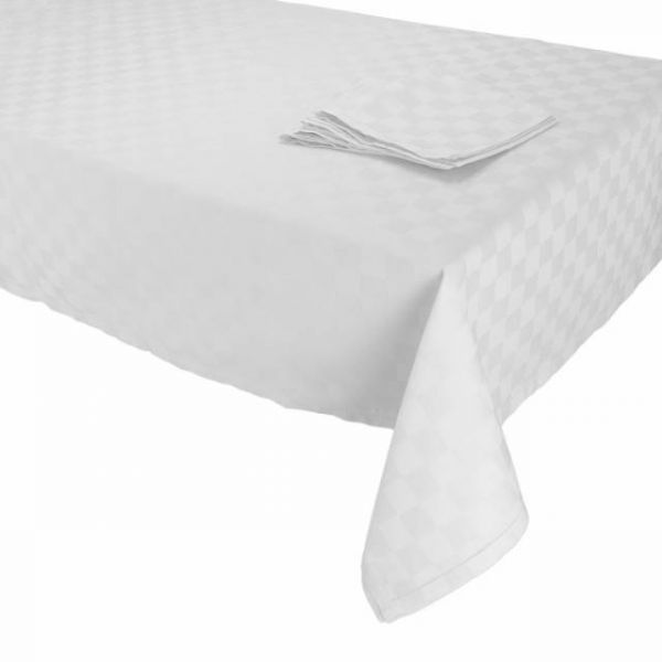 Tovaglia 12 posti con tovaglioli - Damier - Bianco - Somma