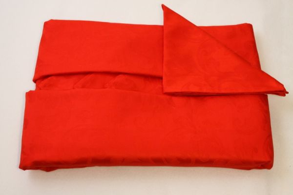 Tovaglia 8 posti con Tovaglioli – Cotone Tinto Filo Jaquard - Fiandra Rossa