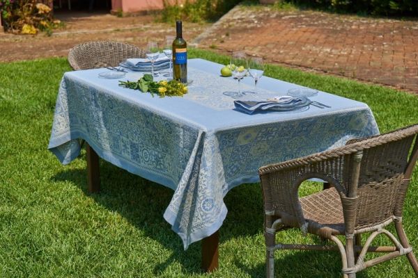 Tovaglia in Misto Lino - 8 posti - Maiolica 65582 Azzurro - MTP