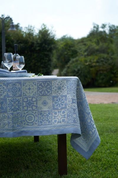 Tovaglia in Misto Lino - 8 posti - Maiolica 65582 Azzurro - MTP