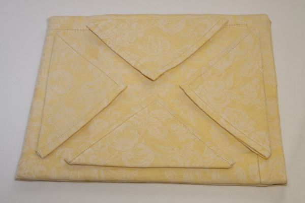 Tovaglia Misto Lino - 8 posti 180x240 cm con Tovaglioli- Madrid Giallo - Pardi