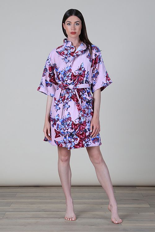 Accappatoio Corto In Seta Effetto Per Donna | Kimono Con Tasche E Maniche 3/4, Per Sposa E Damigelle