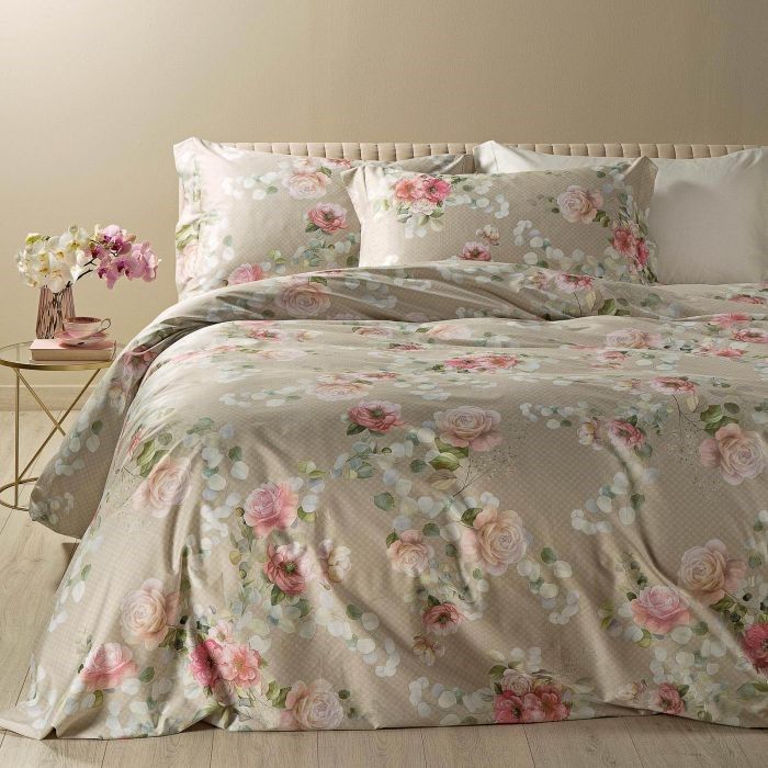 Copripiumino Matrimoniale XL Helthep In 100% Cotone – 3 Pezzi Con Stampa Floreale Verde Vintage, Fresco E Traspirante (167,6x233,7 Cm + 2 Federe 50,8x66 Cm)