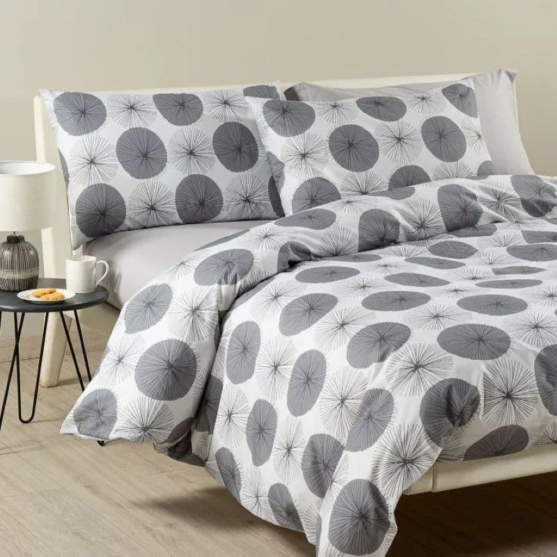 Copripiumino Singolo con Federa Stampato in Puro Cotone Cober Striped Grigio
