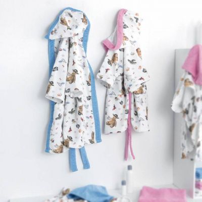 Accappatoio Spugna Stampata - 100% Cotone - Pirati - Rosa - Trudy – Somma – in varie taglie