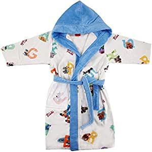 Accappatoio Spugna Cinigliata - 100% Cotone - Alfabeto - Azzurro - Trudy - Somma
