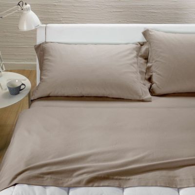Lenzuola Matrimoniali Flanella Caleffi - Completo Letto – Tinta Unita Colore Corda