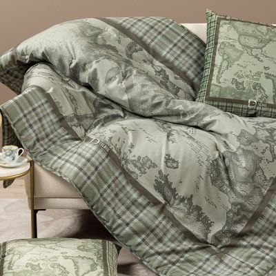 Coperta / Plaid Imbottito - Alviero Martini – per Divano, Poltrona o Letto - Geo Tartan Green