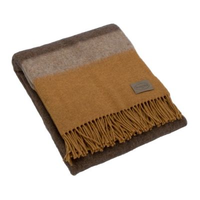 Coperta / Plaid in Lana - Somma – per Divano, Poltrona o Letto - Cosmo - Ocra