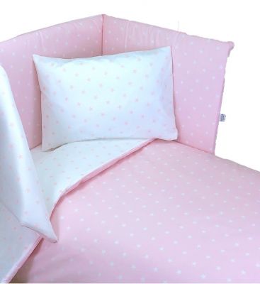 Copripiumino Lettino a Cancello - Stelle bianco rosa - Andy&Helen