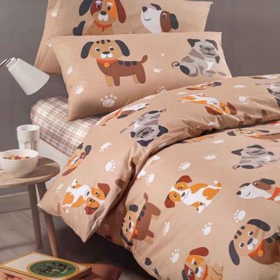 Copripiumino Una Piazza e Mezza Caleffi - Cuccioli - Naturale - Completo Letto