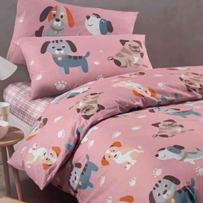 Copripiumino Una Piazza e Mezza Caleffi - Cuccioli - Rosa - Completo Letto