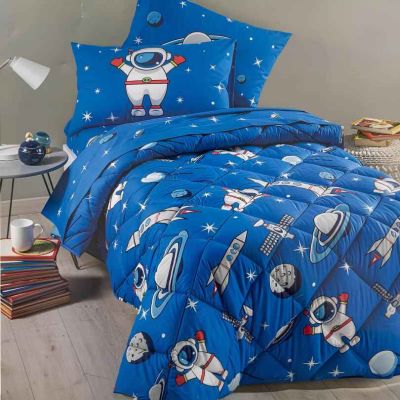 Copripiumino Una Piazza e Mezza Caleffi - Spazio - Blu - Completo Letto