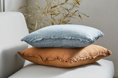 Cuscino Arredo 100% Lino per Divano / Letto - River - Quadrato 50x50 - Safari