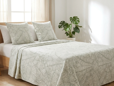 Cuscino Arredo Artigianale in Puro Cotone – per Divano, Poltrona o Letto – Foglie Verde - 50x50
