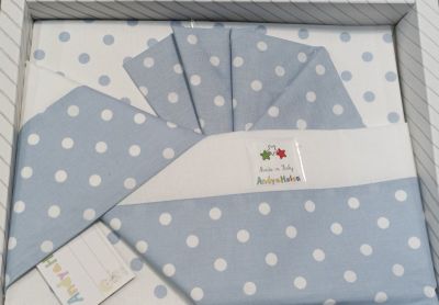 Lenzuola Culla – Completo Letto - Pois Celeste - Andy & Helen