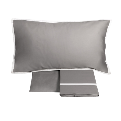Lenzuola Matrimoniali - Fazzini –  Hellen - Grigio Medio Bianco Seta - Completo letto