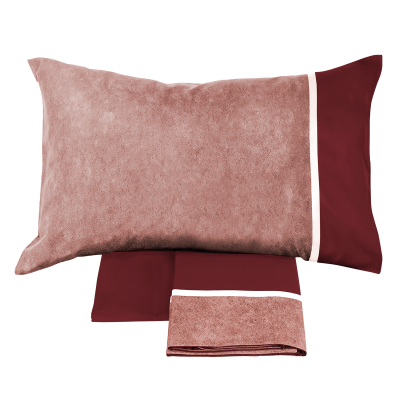 Lenzuola Matrimoniali Cotone Percalle – Completo letto - Galuchat - Burgundy – Fazzini