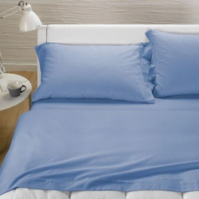 Lenzuola Matrimoniali Flanella Caleffi - Completo Letto – Tinta Unita Colore Azzurro