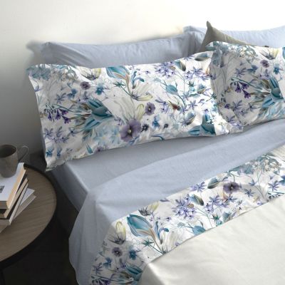 Lenzuola Piazza e Mezza - Herbarium 2155 - Dusty Blue - Cogal - Completo letto