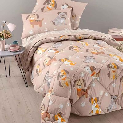 Lenzuola Una Piazza e Mezza - Completo Letto – Cuccioli - Naturale - Caleffi