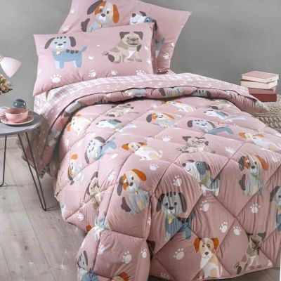 Lenzuola Una Piazza e Mezza - Completo Letto – Cuccioli - Rosa - Caleffi