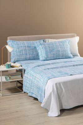Lenzuola Una Piazza e Mezza Francese Flanella Caleffi - Completo  Letto – Candy - Blu