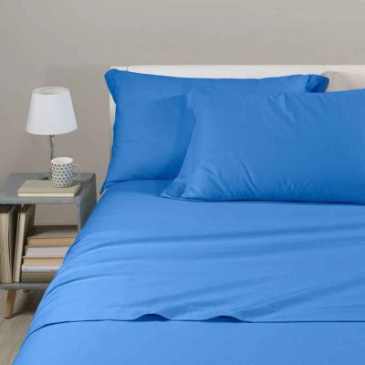 Lenzuola Una Piazza e Mezza Flanella Caleffi - Completo  Letto – Tinta Unita - Blu
