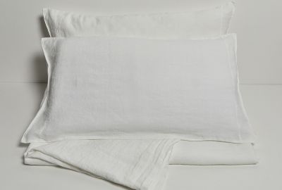 Lenzuola Matrimoniali 100% lino - Parure - Bordi e Cornici - Bianco - LFDL