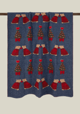 Plaid Coperta Frati Home in lana cotta per divano, poltrona o letto The Bear Christmas