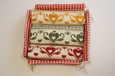 Set Cestino Pane + 3 Asciugapiatti Misto Lino Jaquard 