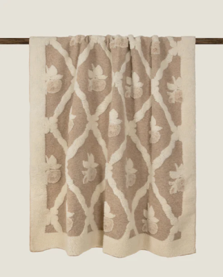 Plaid Coperta Frati Home in lana cotta per divano, poltrona o letto Old Style Beige