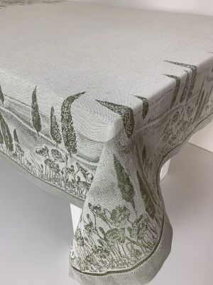 Tovaglia6 posti in Misto Lino - Cipressi 66528 Verde Oliva - MTP