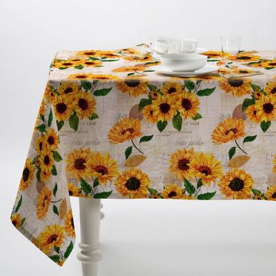 Tovaglia Caleffi - in misto lino stampato - Girasoli – Assortimento Misure
