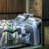 Lenzuola Matrimoniali Fazzini - Completo Letto - Felci - Grigio Cioccolato